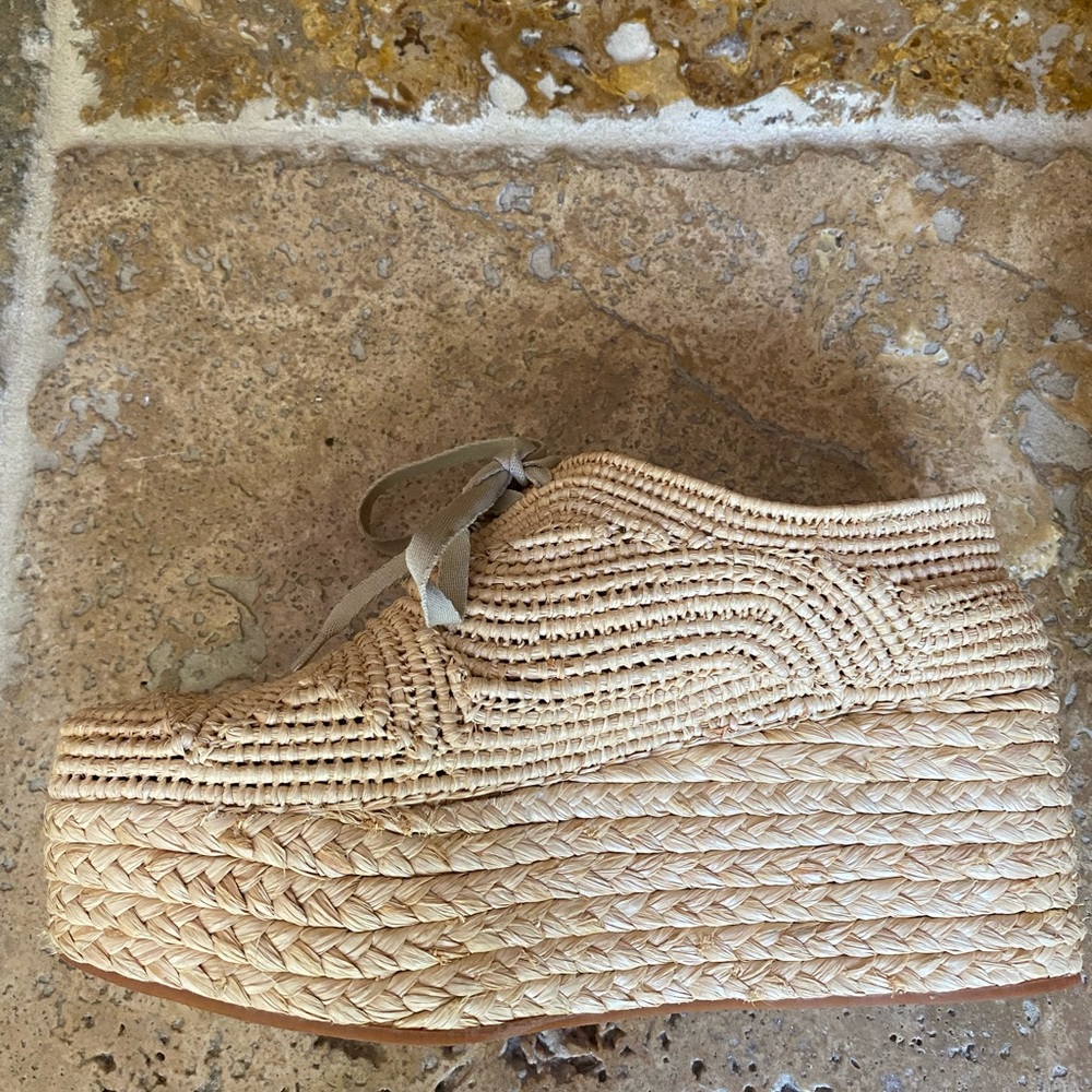 Robert Clergerie Straw Platform Wedge Oxfords — gorgeous & unique!